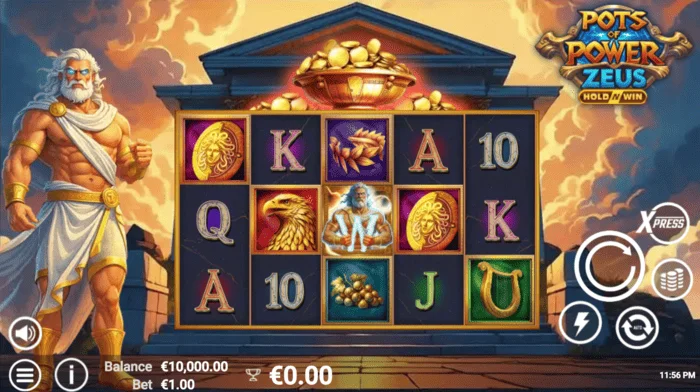 Pots of Power: Zeus – главен екран со ролни
